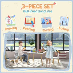 AIYAPLAY 2 Seater Kids Table and Chair Set - White - Wilko - thumbnail 6