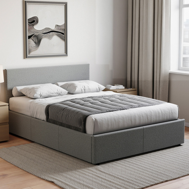 Vida Designs Veronica King Size Light Grey Linen Ottoman Bed with Gel Memory Foam Mattress - Wilko - image 1