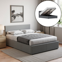 Vida Designs Veronica King Size Light Grey Linen Ottoman Bed with Gel Memory Foam Mattress - Wilko - thumbnail 6