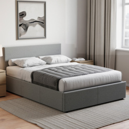 Vida Designs Veronica King Size Light Grey Linen Ottoman Bed with Gel Memory Foam Mattress - Wilko - thumbnail 1