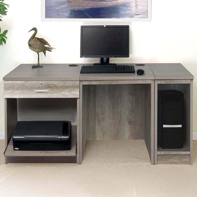 R White Cabinets Single Drawer Grey Set-10 Desk with Printer Shelf - Size: 72.8 x 150 x 54cm - Wilko - image 1