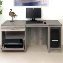 R White Cabinets Single Drawer Grey Set-10 Desk with Printer Shelf - Size: 72.8 x 150 x 54cm - Wilko - thumbnail 1