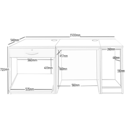 R White Cabinets Single Drawer Grey Set-10 Desk with Printer Shelf - Size: 72.8 x 150 x 54cm - Wilko - thumbnail 6
