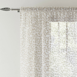 Tyrone Textiles Willow Natural Leaf Print Linen Look Rod Pocket Voile Panel Curtains 140 x 137cm - Size: W 140 x D 137cm - Wilko - thumbnail 3