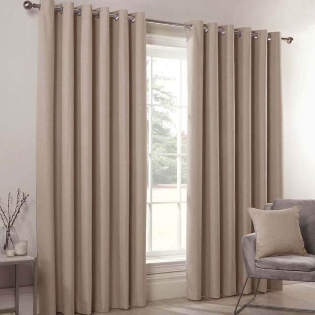 Divante Hoxton Natural Blackout Eyelet Curtains 168 x 137cm - Size: W 168 x D 137cm - Wilko - image 1