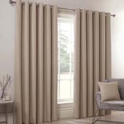 Divante Hoxton Natural Blackout Eyelet Curtains 168 x 137cm - Size: W 168 x D 137cm - Wilko