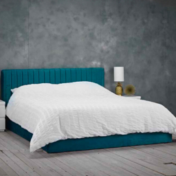 Berlin Double Teal Velvet Bed Frame - Blue - LPD Home - Wilko - thumbnail 1