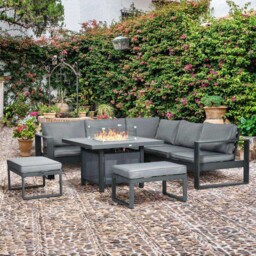 Outsunny 7 Seater Yard Grey Sofa Corner Lounge Set with Fire Pit Table - Wilko - thumbnail 1
