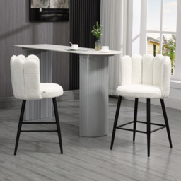 HOMCOM Cream Bar Stool with Padded Seat and Backrest Set of 2 - Wilko - thumbnail 5