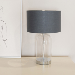 ValueLights Jessy Silver Glass LED Table Lamp with Charcoal and Chrome Lamp Shade - Size: 45 x 25 x 25cm - White - Wilko - thumbnail 3
