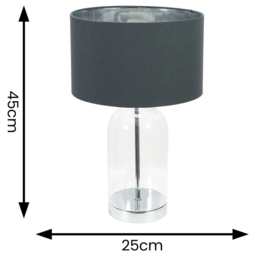 ValueLights Jessy Silver Glass LED Table Lamp with Charcoal and Chrome Lamp Shade - Size: 45 x 25 x 25cm - White - Wilko - thumbnail 5