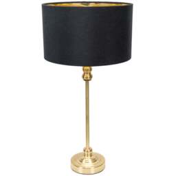 ValueLights Maggie Gold Candlestick LED Table Lamp with Black and Gold Lamp Shade - Size: 50 x 25 x 25cm - Wilko