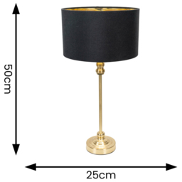 ValueLights Maggie Gold Candlestick LED Table Lamp with Black and Gold Lamp Shade - Size: 50 x 25 x 25cm - Wilko - thumbnail 5