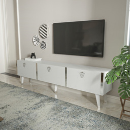 Decorotika Milagro 3 Cabinet White and Silver TV Unit - Size: 49.3 x 180 x 31.3cm - Multi - Wilko - thumbnail 4