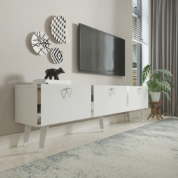 Decorotika Milagro 3 Cabinet White and Silver TV Unit - Size: 49.3 x 180 x 31.3cm - Multi - Wilko - thumbnail 6