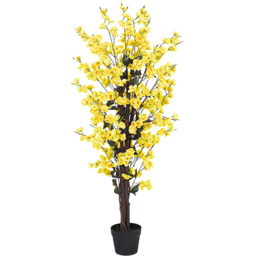 Leaf Yellow Blossom Artificial Tree Plant in Plastic Pot 4ft - Size: 120 x 40 x 40cm - Wilko