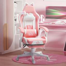 Portland Pink Reclining Gaming Chair with Footrest - Size: 124 x 62 x 65cm - Wilko