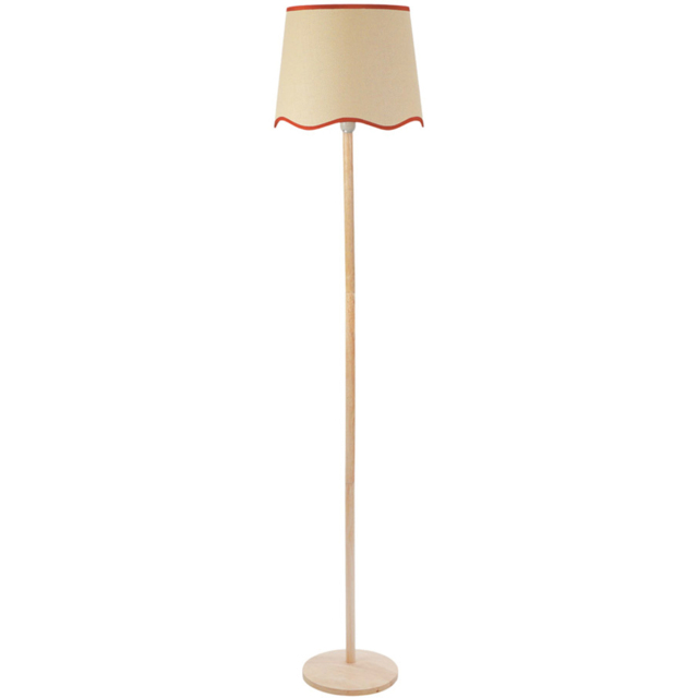 ValueLights Triston Scallop Rust Edge Shade Light Wood LED Floor Lamp - Cream - Wilko - image 1