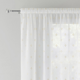 Tyrone Textiles Destiny Gold Metallic Diamond Print Rod Pocket Voile Panel Curtains 140 x 229cm - Size: W 140 x D 229cm - Wilko - thumbnail 3