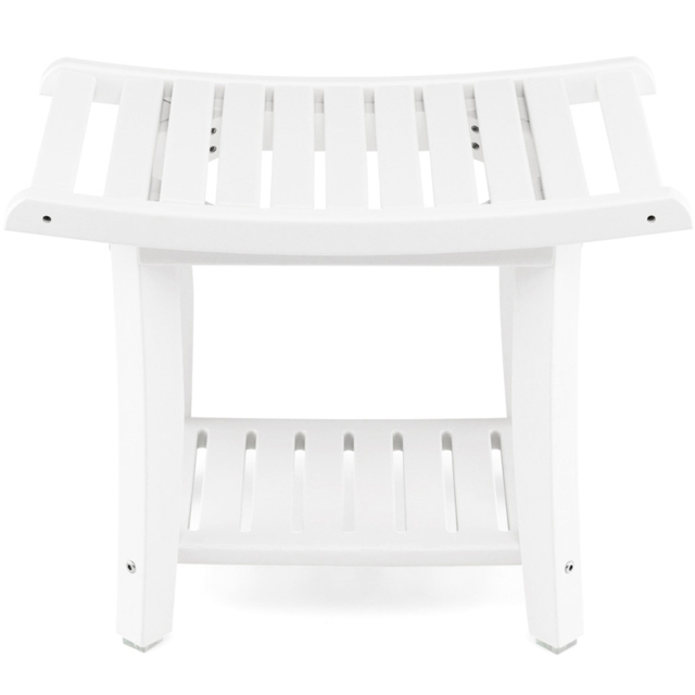 Costway Single Shelf White HDPE Waterproof Shower Bench - Size: 63 x 48 x 12cm - Wilko - image 1