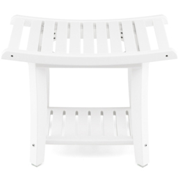 Costway Single Shelf White HDPE Waterproof Shower Bench - Size: 63 x 48 x 12cm - Wilko - thumbnail 1