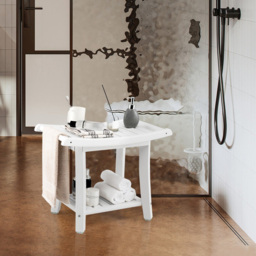 Costway Single Shelf White HDPE Waterproof Shower Bench - Size: 63 x 48 x 12cm - Wilko - thumbnail 5