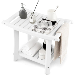 Costway Single Shelf White HDPE Waterproof Shower Bench - Size: 63 x 48 x 12cm - Wilko - thumbnail 4