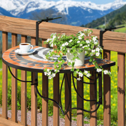 tectake Terracotta and White Mosaic Pattern Hanging Table - Size: 62 x 65 x 75cm - terracotta/white - Wilko - thumbnail 1