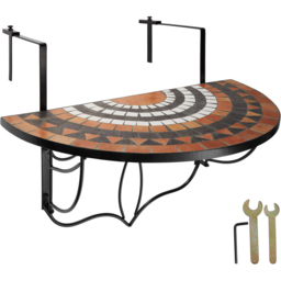 tectake Terracotta and White Mosaic Pattern Hanging Table - Size: 62 x 65 x 75cm - terracotta/white - Wilko - thumbnail 3
