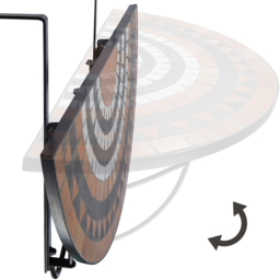 tectake Terracotta and White Mosaic Pattern Hanging Table - Size: 62 x 65 x 75cm - terracotta/white - Wilko - thumbnail 4