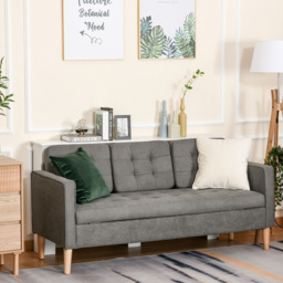 Portland 3 Seater Grey Button Tufted Fabric Sofa - Wilko - thumbnail 5