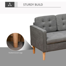 Portland 3 Seater Grey Button Tufted Fabric Sofa - Wilko - thumbnail 7