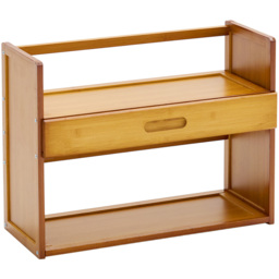 Living and Home Single Drawer 2 Shelf Natural Bamboo Desktop Bookshelf - Wilko - thumbnail 3