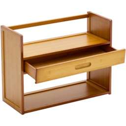 Living and Home Single Drawer 2 Shelf Natural Bamboo Desktop Bookshelf - Wilko - thumbnail 4