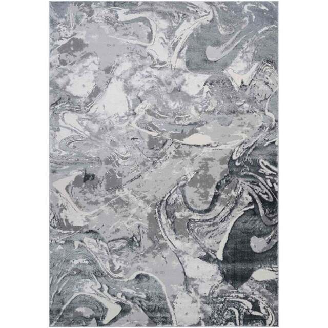 Desire Rugs Solarius Silver Grunge Marbling Abstract Area Rug 200 x 290cm - Wilko - image 1