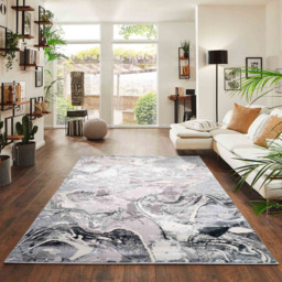 Desire Rugs Solarius Silver Grunge Marbling Abstract Area Rug 200 x 290cm - Wilko - thumbnail 3