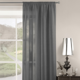 Velosso Riva Plain Charcoal Slot Top Voile Panel Curtain 150 x 137cm - Size: w 150 x D 137cm - Grey - Wilko - thumbnail 3