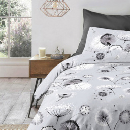 Velosso EasyCare King Size Grey Dandelion Duvet Set - Serene - Wilko - thumbnail 3