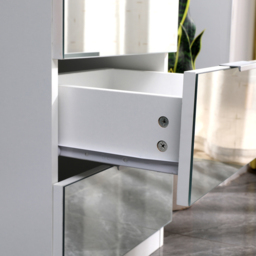 Portland 3 Drawer Mirror Wooden Bedside Table - White - Wilko - thumbnail 6