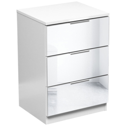 Portland 3 Drawer Mirror Wooden Bedside Table - White - Wilko - thumbnail 3