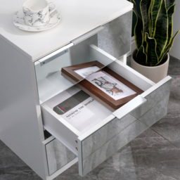 Portland 3 Drawer Mirror Wooden Bedside Table - White - Wilko - thumbnail 5