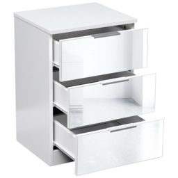 Portland 3 Drawer Mirror Wooden Bedside Table - White - Wilko - thumbnail 4