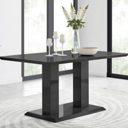 Furniturebox Molini Kensington 6 Seater Dining Set Black Gloss and Grey - Wilko - thumbnail 3