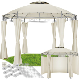 tectake Siana 3.5m Cream Double Roof Water-Repellent Round Gazebo with 6 Side Panel - Size: 280 x 350 x 350cm - Wilko - thumbnail 3