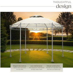 tectake Siana 3.5m Cream Double Roof Water-Repellent Round Gazebo with 6 Side Panel - Size: 280 x 350 x 350cm - Wilko - thumbnail 5