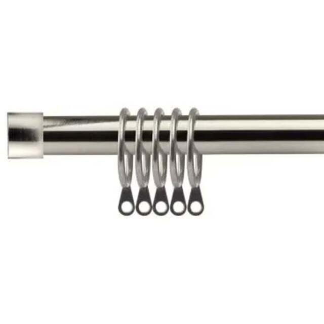 New Edge Blinds 120-210cm Extendable Brushed Silver Fenton Metal Curtain Pole - Size: 120 - 210cm - Wilko - image 1