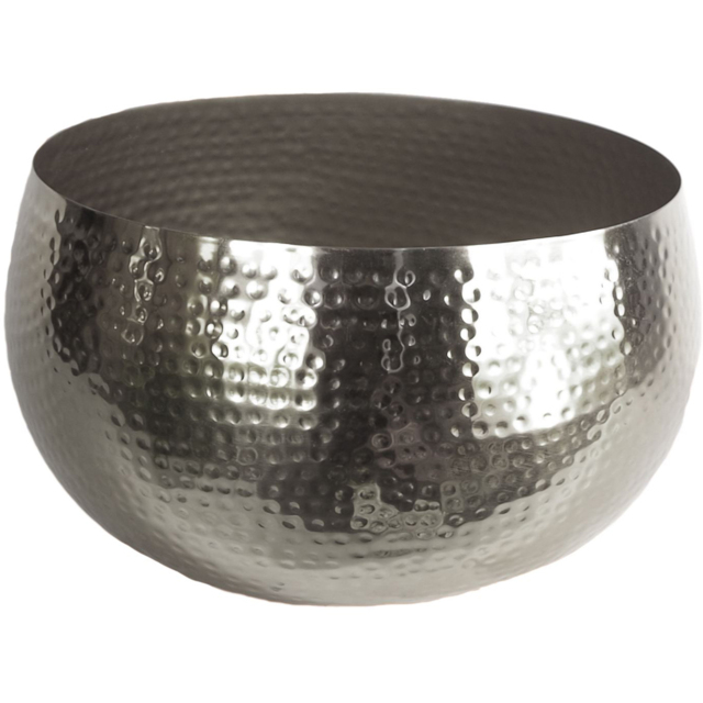 Leaf Hammered Silver Metal Bowl Planter 32 x 20cm - Size: 20 x 30 x 30cm - Wilko - image 1