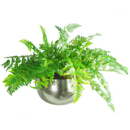 Leaf Hammered Silver Metal Bowl Planter 32 x 20cm - Size: 20 x 30 x 30cm - Wilko - thumbnail 4