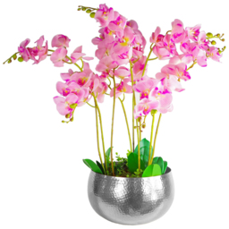 Leaf Hammered Silver Metal Bowl Planter 32 x 20cm - Size: 20 x 30 x 30cm - Wilko - thumbnail 3