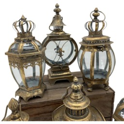 Acacia Home 6 Piece Bronzed Metal Garden Lantern Set 40cm - Size: 42 x 15 x 15cm - Brown - Wilko - thumbnail 6